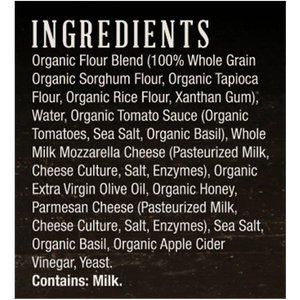 Ingredients list from the Etalia Margherita Pizza box